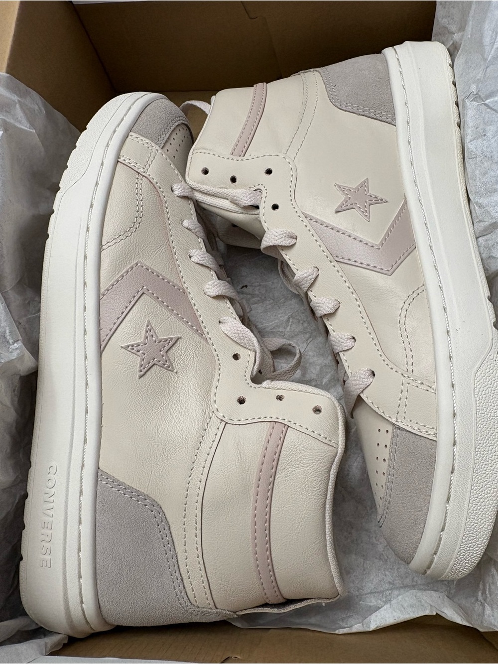 Converse unisex High-Top Sneakers in Cream with Blush Accents